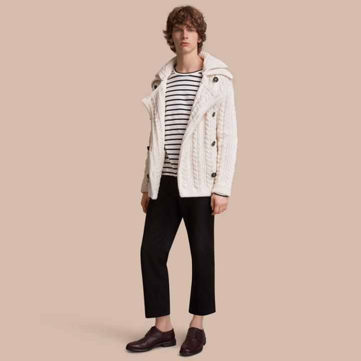 Burberry Burberry Aran Knit Technical Cotton Jacket, Size: S, White