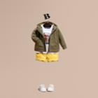 Burberry Burberry Check Detail Hooded Cotton Top, Size: 3y, Green