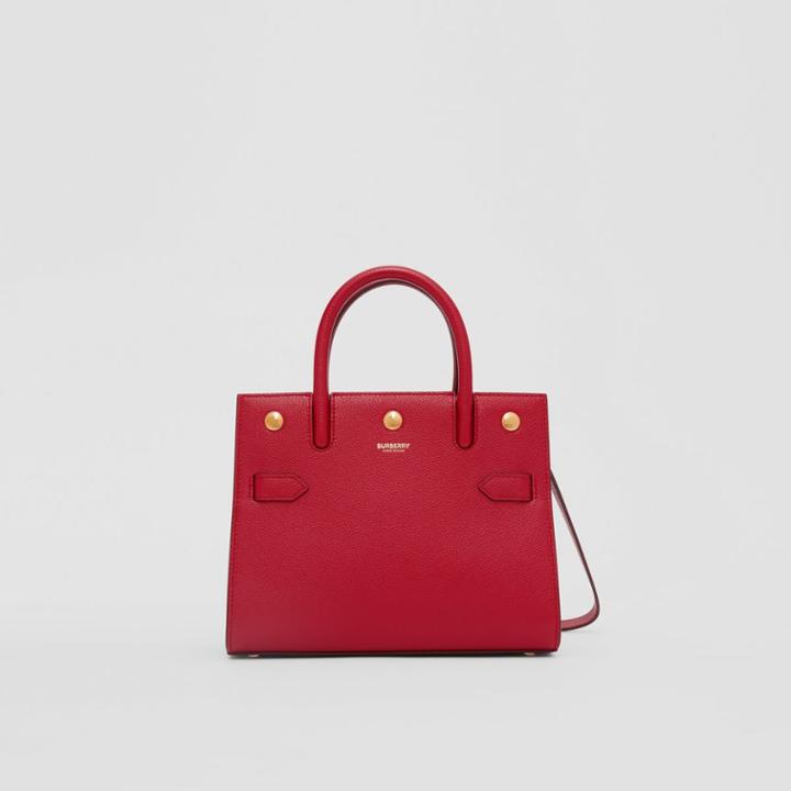 Burberry Burberry Mini Leather Two-handle Title Bag, Red