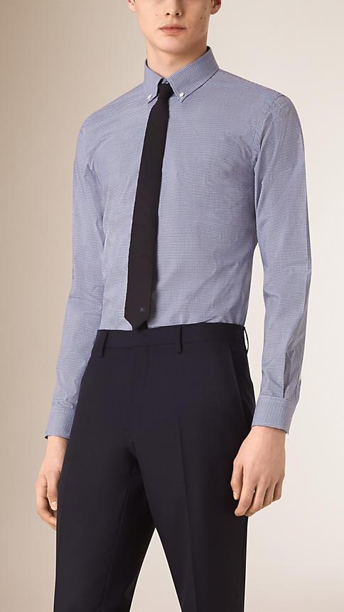 Burberry Slim Fit Button-down Collar Gingham Cotton Poplin Shirt