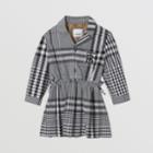 Burberry Burberry Childrens Long-sleeve Monogram Motif Check Cotton Dress, Size: 18m, Black