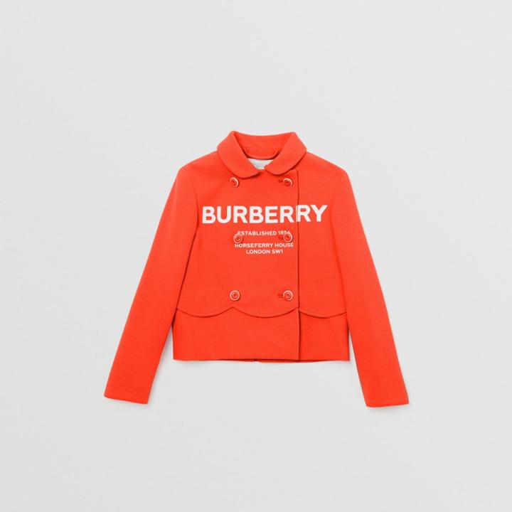 Burberry Burberry Childrens Logo Print Crepe Jersey Double-breasted Jacket, Size: 14y, Bright Red