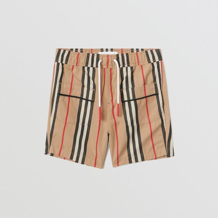 Burberry Burberry Childrens Icon Stripe Cotton Poplin Shorts, Size: 12m, Archive Beige