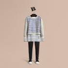 Burberry Burberry Striped Cotton Silk Panel Sweatshirt, Size: 10y, Grey