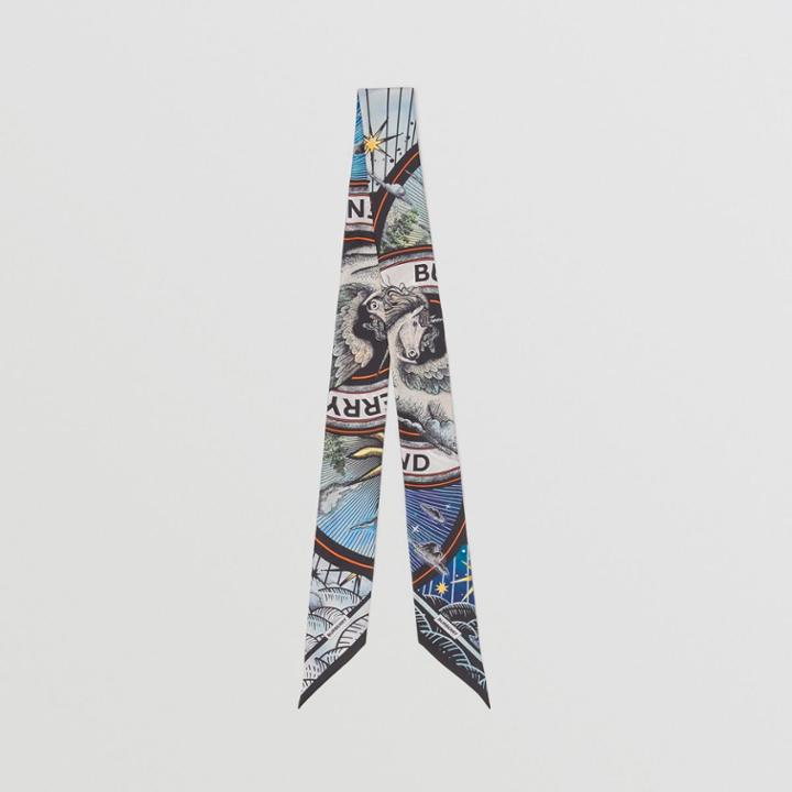 Burberry Burberry Celestial Print Silk Skinny Scarf