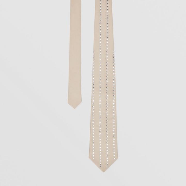 Burberry Burberry Classic Cut Crystal Pinstriped Silk Tie, White