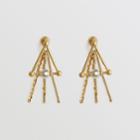 Burberry Burberry Faux Pearl And Triangle Gold-plated Drop Earrings, Yellow