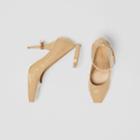 Burberry Burberry D-ring Detail Embossed Leather Peep-toe Pumps, Size: 35, Beige