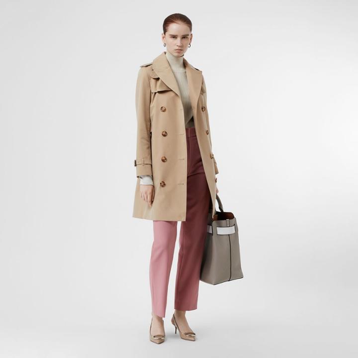 Burberry Burberry Cotton Gabardine Trench Coat, Size: 00, Yellow