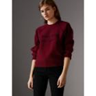 Burberry Burberry Topstitch Detail Wool Cashmere Blend Sweater, Red