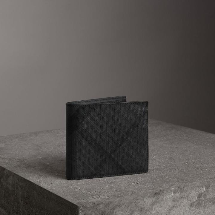 Burberry Burberry London Check International Bifold Coin Wallet, Grey