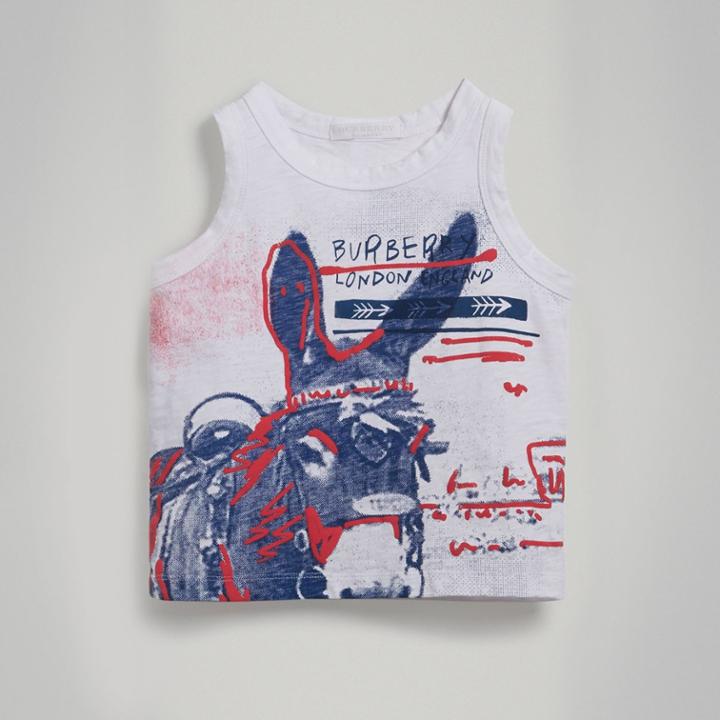 Burberry Burberry Postcard Print Cotton Jersey Vest, Size: 12y