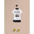 Burberry Burberry Rain Or Shine Motif Cotton T-shirt, Size: 2y, White
