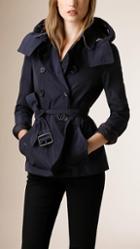 Burberry Brit Hooded Short Showerproof Trench Coat