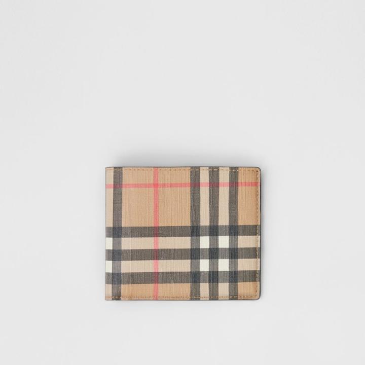 Burberry Burberry Vintage Check E-canvas International Bifold Wallet, Beige