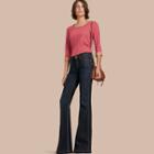 Burberry Three-quarter Sleeved Stretch Cotton T-shirt With Check Trim