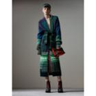 Burberry Burberry Cashmere Wool Mohair Patchwork Cardigan Coat, Blue