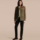 Burberry Burberry Ramie Cotton And Suede Field Jacket, Size: 36, Green