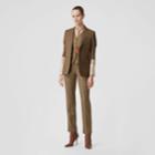 Burberry Burberry Knitted Sleeve Houndstooth Check Wool Tailored Jacket, Size: 06, Beige