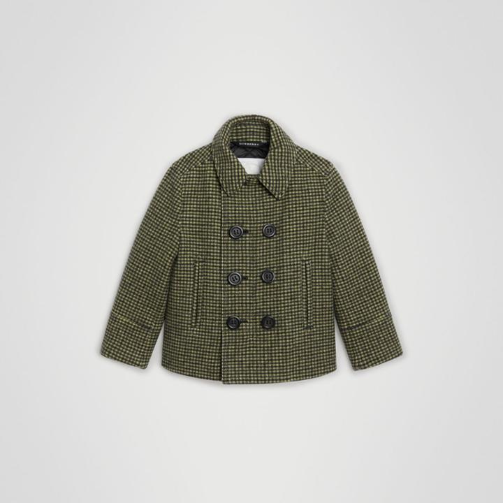 Burberry Burberry Childrens Check Wool Blend Tailored Coat, Size: 4y, Green