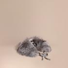 Burberry Burberry Fox Fur Collar With Check Cashmere Lining, Grey