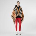 Burberry Burberry Striped Wool Cape, Brown