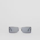Burberry Burberry 'b' Lens Detail Rectangular Frame Sunglasses, Grey