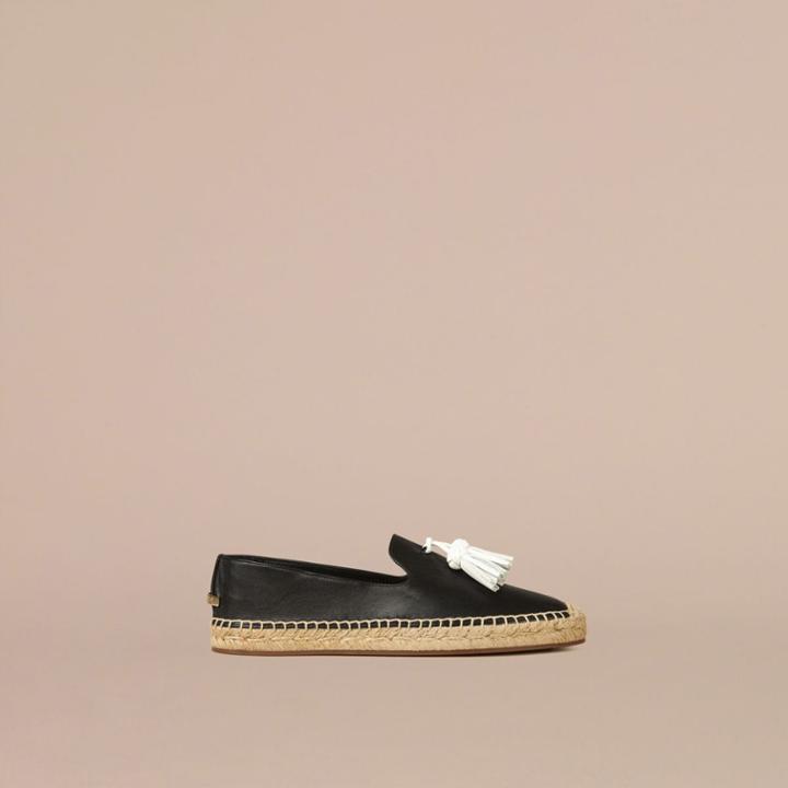 Burberry Burberry Tasselled Leather Espadrilles, Size: 36, Black