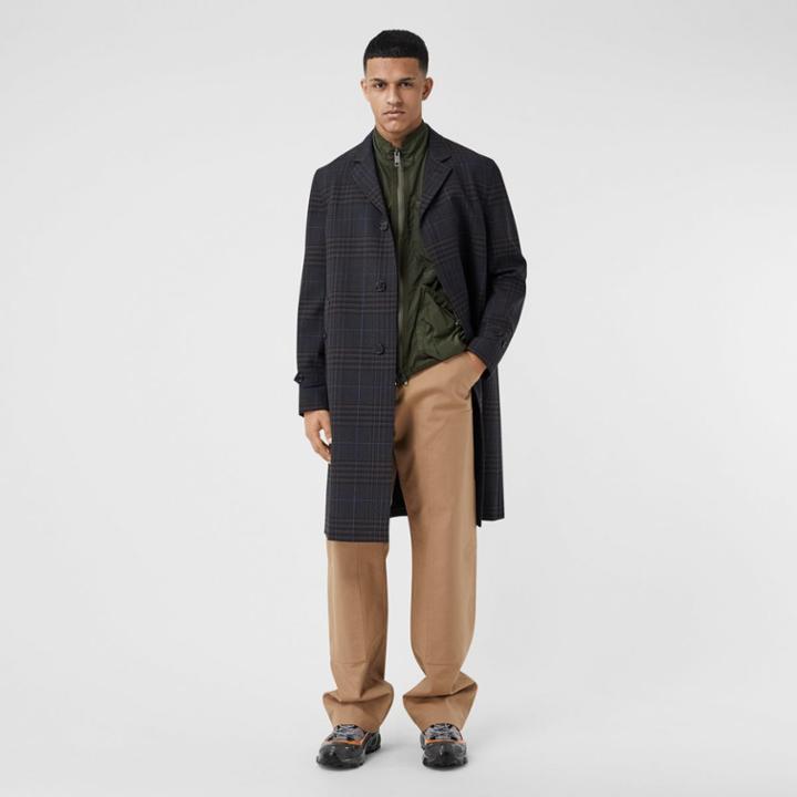 Burberry Burberry Check Wool Car Coat, Size: 34