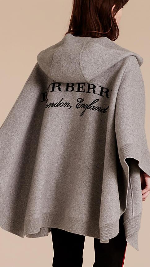 Burberry Wool Cashmere Blend Hooded Poncho