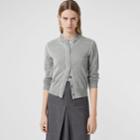 Burberry Burberry Silk Trim Monogram Motif Cashmere Cardigan, Grey