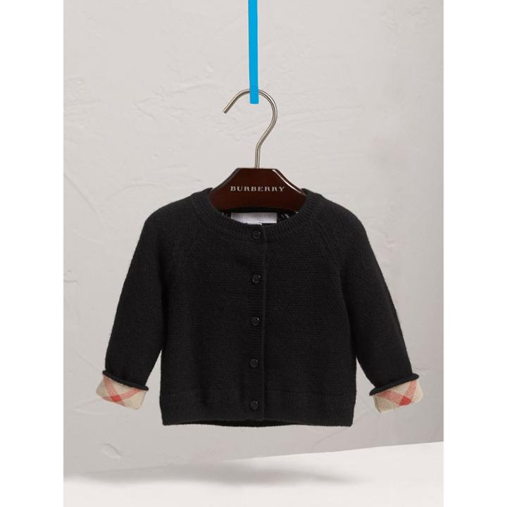 Burberry Burberry Check Detail Cashmere Cardigan, Size: 12m, Black