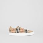 Burberry Burberry Vintage Check And Leather Sneakers, Size: 35, Beige