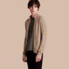 Burberry Burberry Zip Front Wool Cashmere Cardigan, Beige