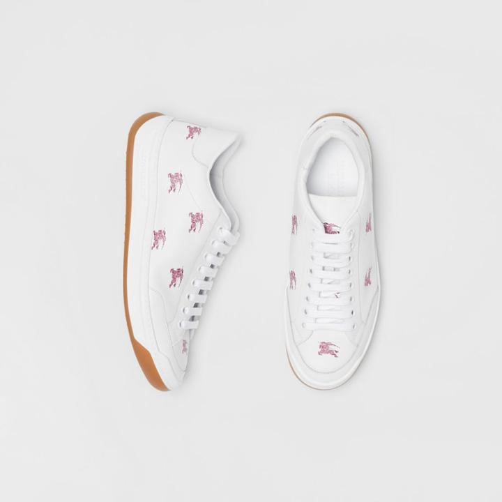 Burberry Burberry Ekd Leather Sneakers, Size: 35, Red