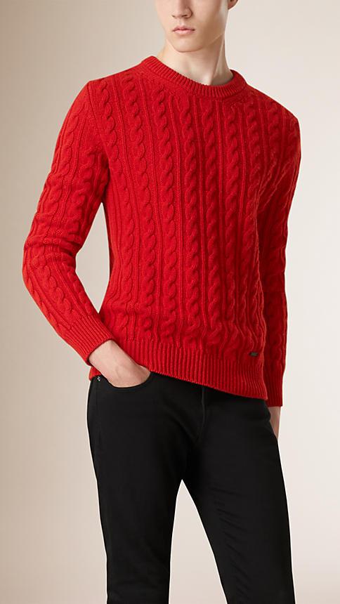 Burberry Cable Knit Wool Cashmere Sweater