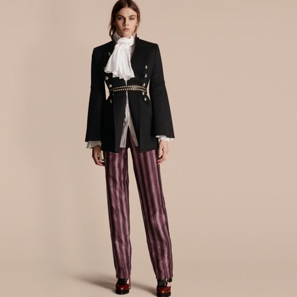 Burberry Bell-sleeved Military Wool Jacket