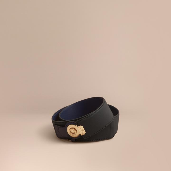 Burberry Burberry Two-tone Trench Leather Belt, Size: 85, Black