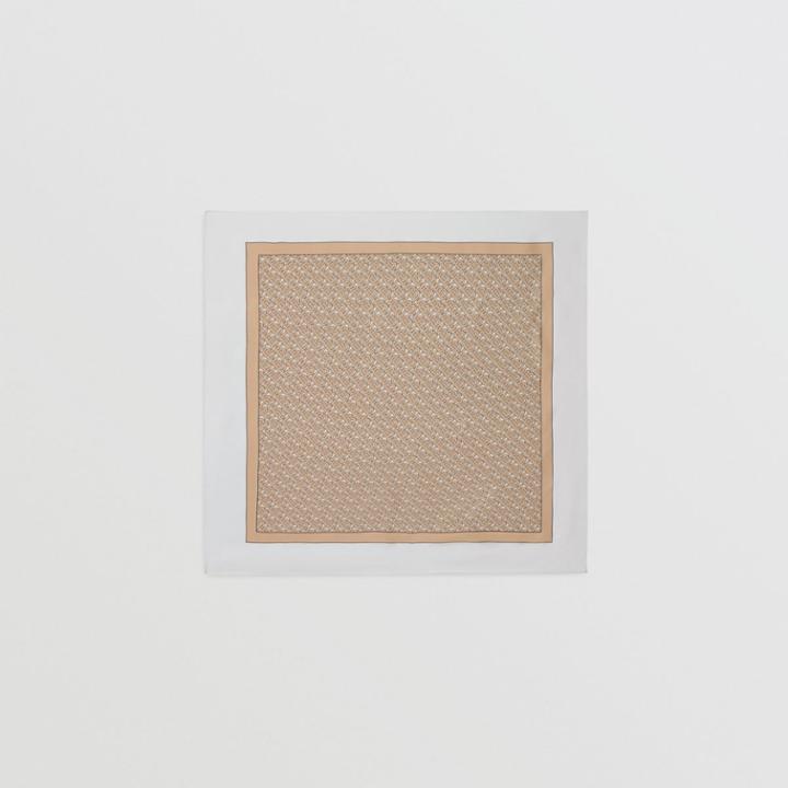 Burberry Burberry Monogram Print Silk Square Scarf, Camel