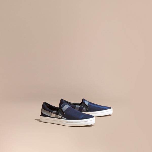 Burberry Overdyed House Check Cotton Slip-on Trainers