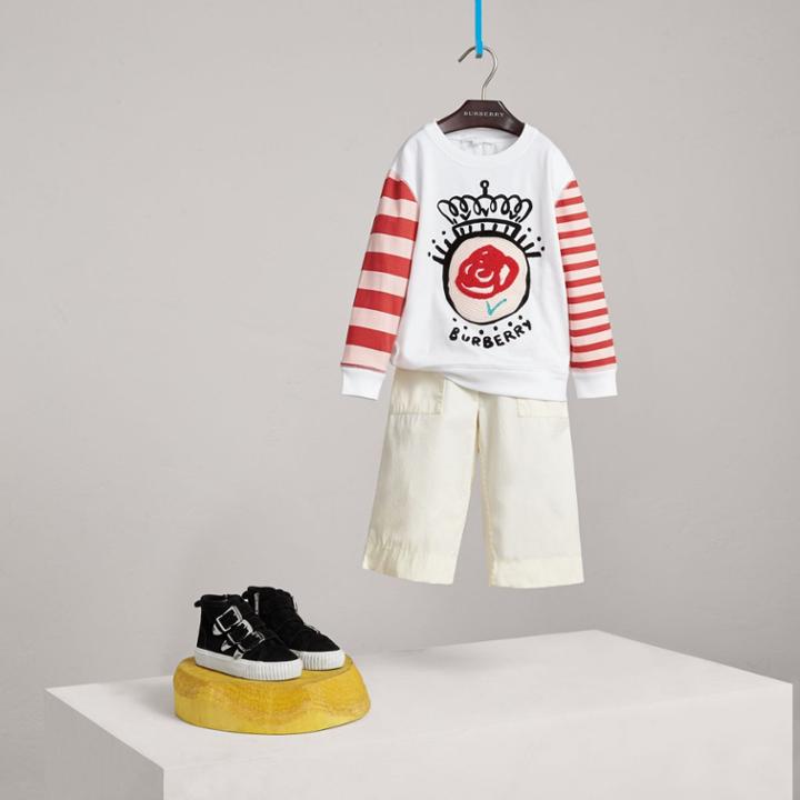 Burberry Burberry Detachable Rib Knit Collar Tailored Cashmere Coat, Size: 6y, White
