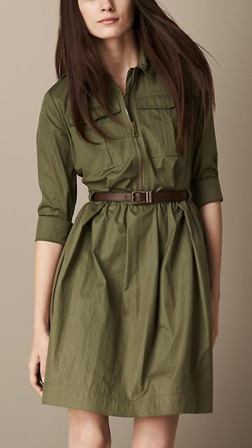 Burberry Shirt Dress With Leather Belt