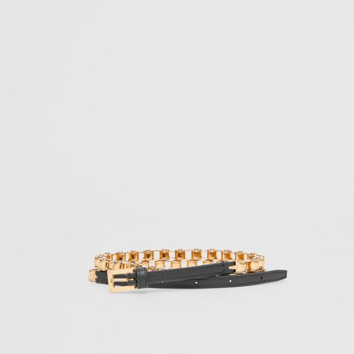 Burberry Burberry Leather And Bicycle Chain Belt, Size: M, Black