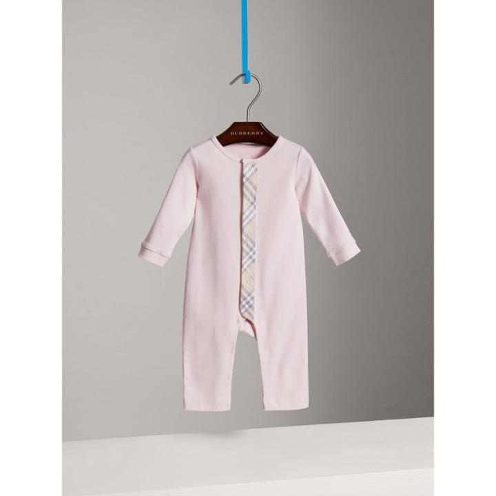 Burberry Burberry Check Trim Cotton Jumpsuit, Size: 1m, Pink