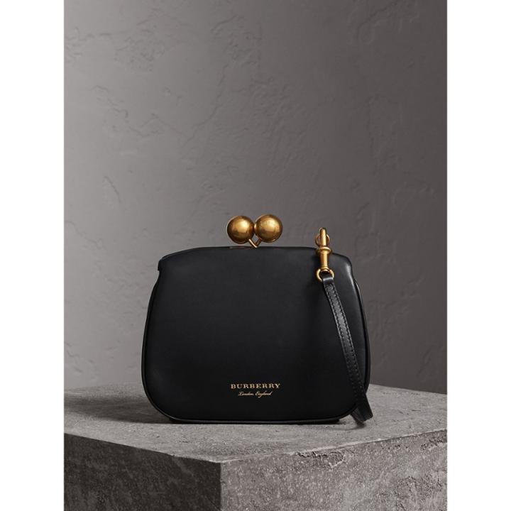 Burberry Burberry Small Leather Metal Frame Clutch Bag