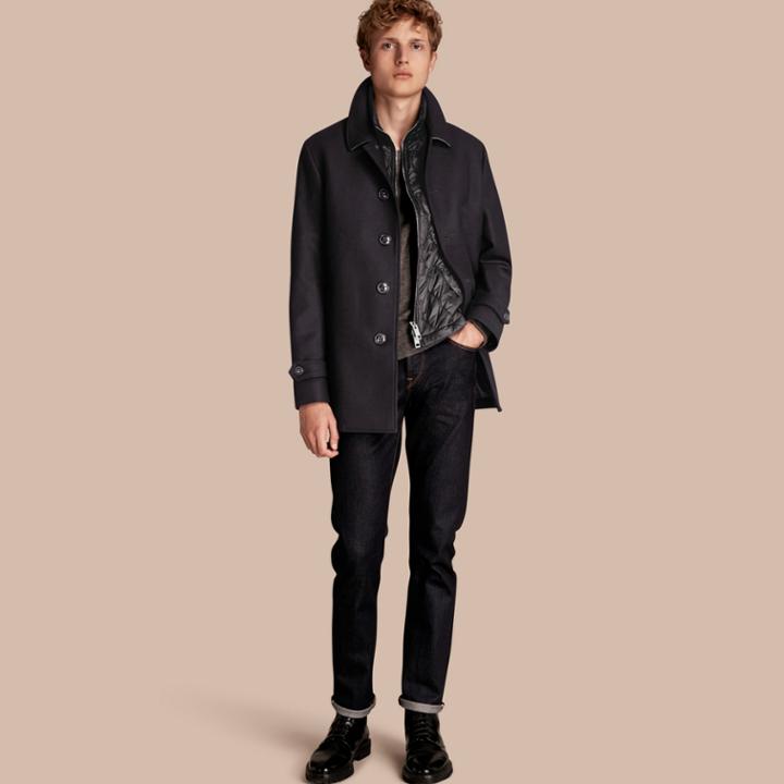 Burberry Burberry Wool Cashmere Blend Coat With Detachable Warmer, Size: 38, Black