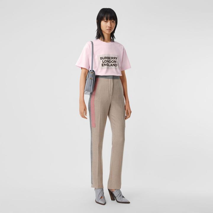 Burberry Burberry Logo Print Stretch Cotton Oversized T-shirt, Size: Xs, Pink