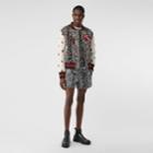 Burberry Burberry Contrast Sleeve Leopard Wool Jacquard Bomber Jacket, Size: 38, Black