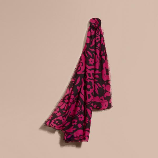 Burberry Graphic Floral Cashmere Scarf