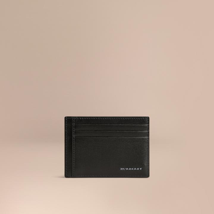 Burberry Burberry London Leather Money Clip Card Case, Black